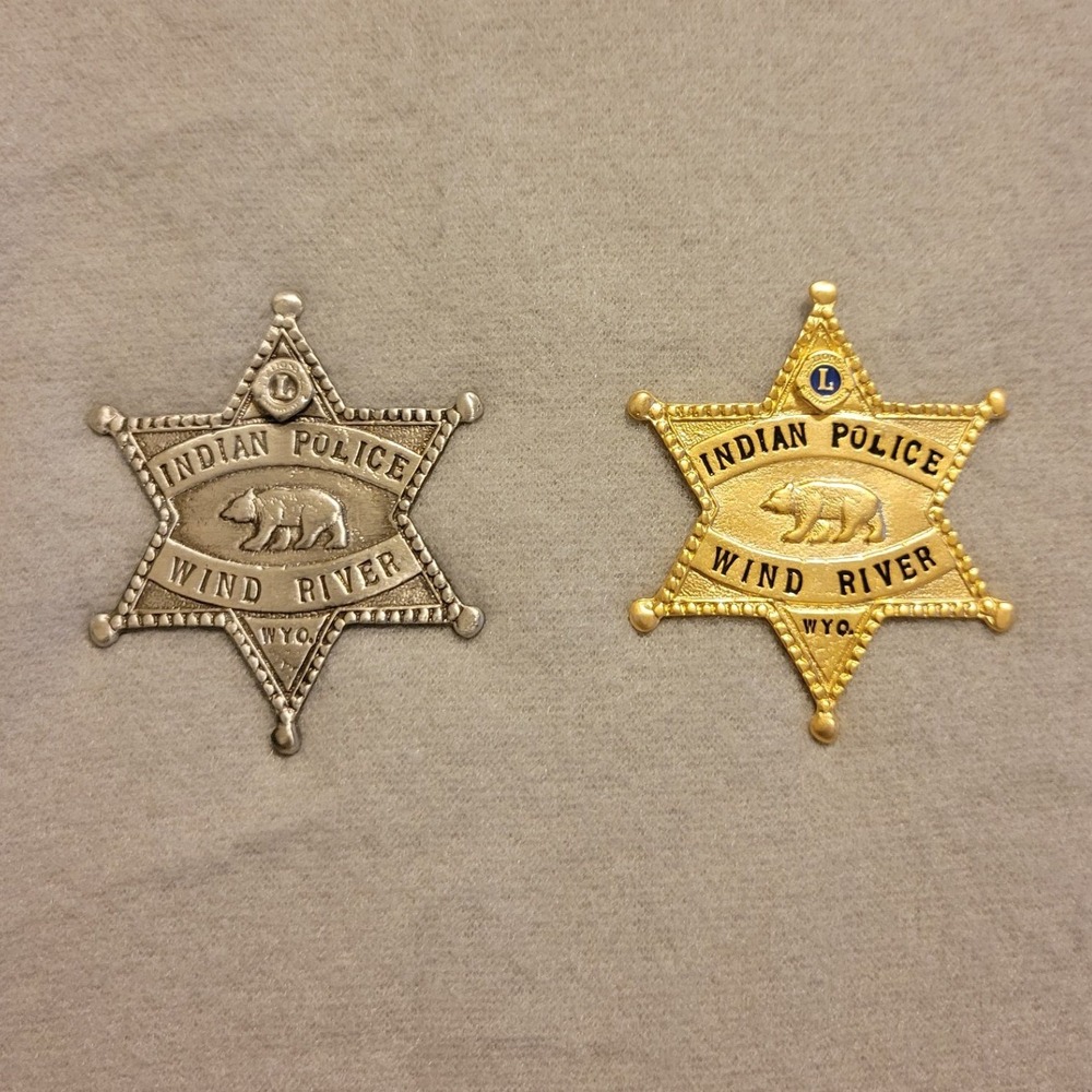 Wind River Wyoming Indian Police Star Badges Lions Club Bear Pins Gold Silver